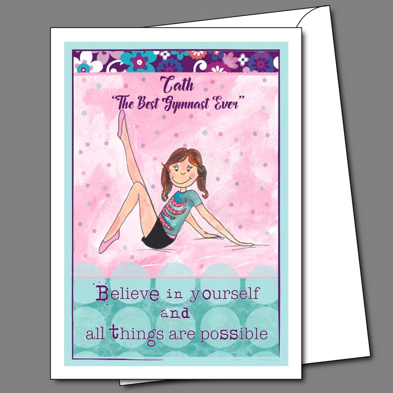 Gymnastics Personalised Birthday Card Gymnastics Birthday Card - Etsy