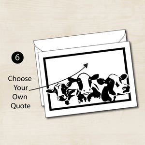 May include: Black and white silhouette of four cows looking at the viewer. The cows are in a square frame with a white background.