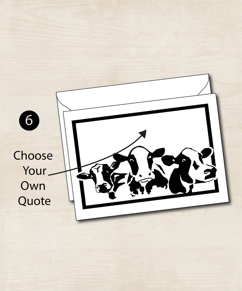 May include: Black and white silhouette of four cows looking at the viewer. The cows are in a square frame with a white background.