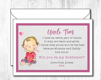 Will you be my Godmother Godfather Godparents Christening Card,  Baptism Godfather Card,Will you be my Godmother Godfather