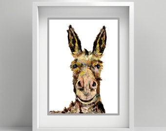 Donkey Print, Donkey Painting, Donkey Decor, Modern Farmhouse Decor, Ass Print, Farm Decor, Animal Art, Farm Animal Art