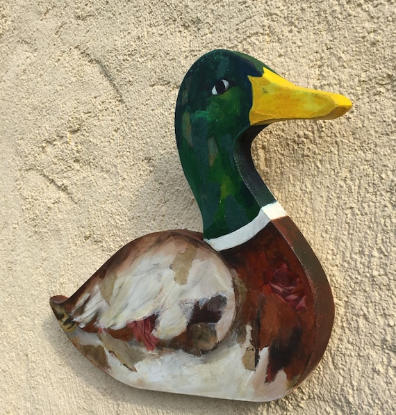 Wooden Handpainted Duck Wooden Duck Decor Gift For Bird Etsy