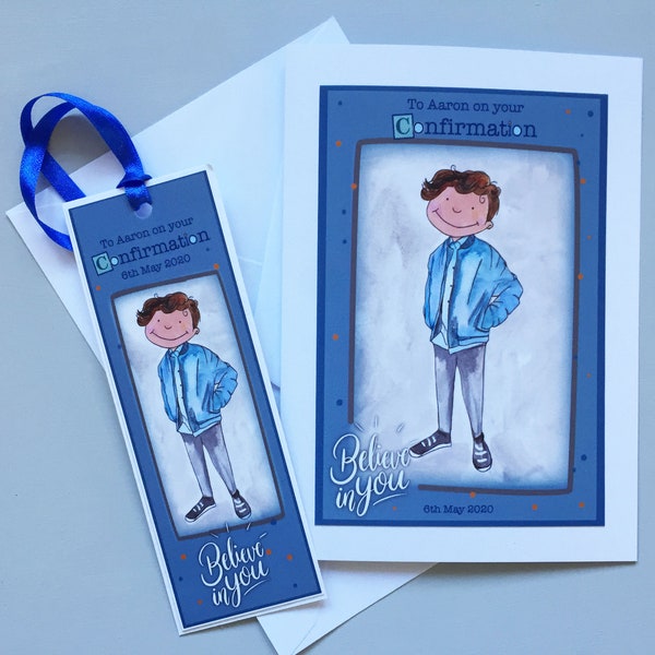 Boys Personalised Confirmation Card/Keepsake Bookmark for Confirmation, Card for Boys for Confirmation, Special Confirmation Card for boy