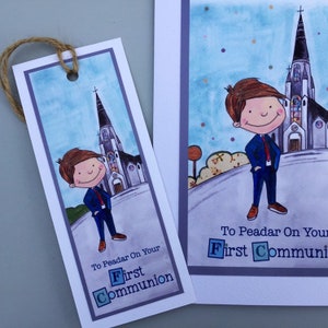 Boys Personalised First Holy Communion Cards/Keepsake Bookmark for Communion, Card for Boys for 1st Holy Communion, Special Communion Card image 2