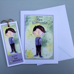 Boys Personalised First Holy Communion Cards/Keepsake Bookmark for Communion, Card for Boys for 1st Holy Communion, Special Communion Card