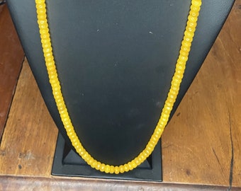 Long yellow Faceted Jade Necklace