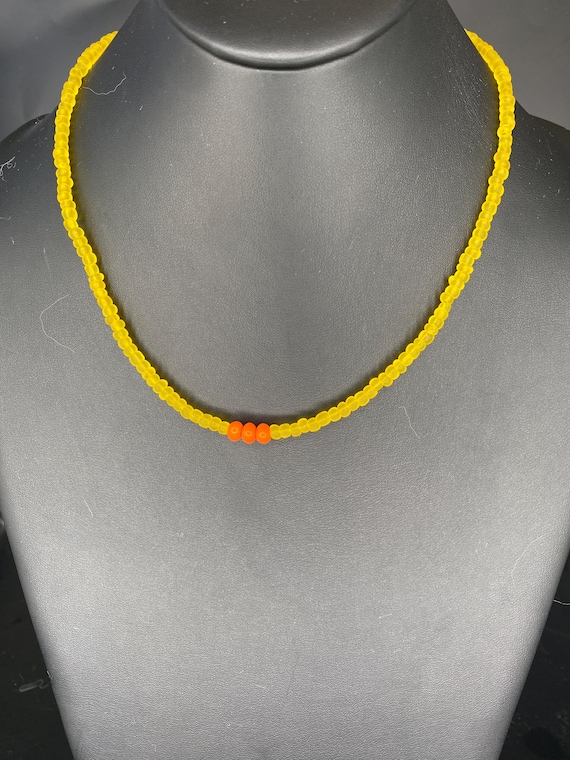 Yellow Mini Sea Glass with Orange: Yellow Choker