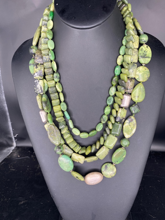 Basile: 4 strand Adventurine Statement Necklace