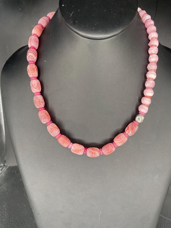 Fire Agate Barrels II Necklace