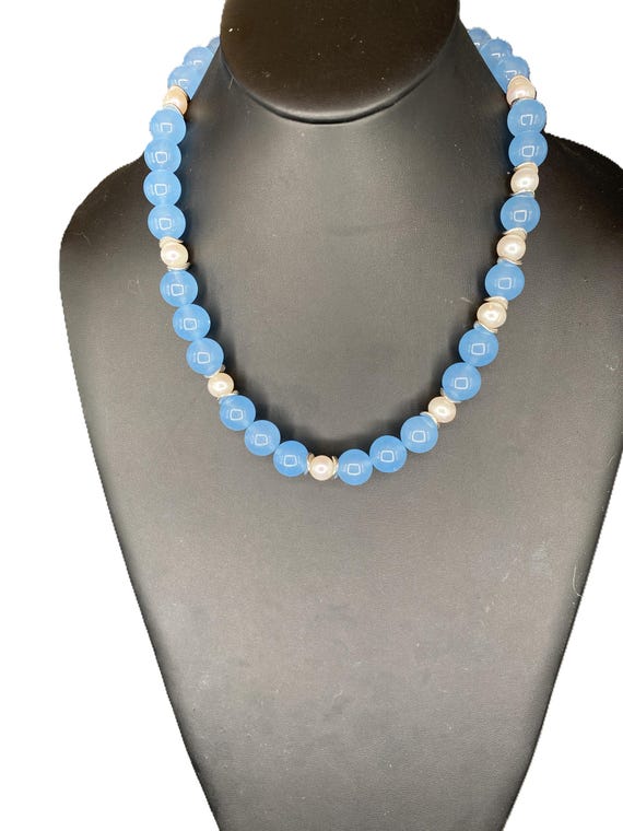 Baby Blue with Pearls Necklace