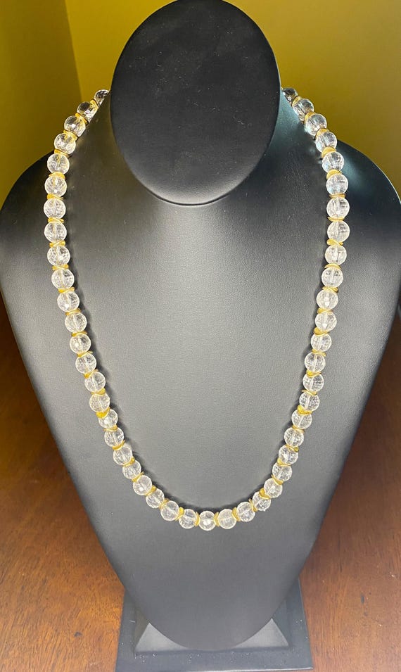Clear Quartz with Gold: Faceted Quartz Necklace