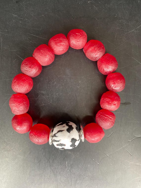 BR39S: Red Sea Glass Bracelet