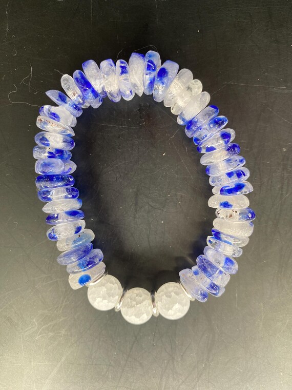 BBL70S: Cobalt Blue Sea Glass Bracelet