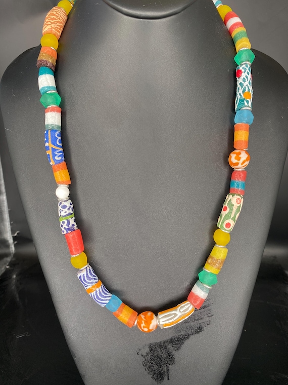 African Multi Glass: Krobo Bead Necklace