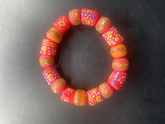 BR28S: Red African Krobo Bracelet