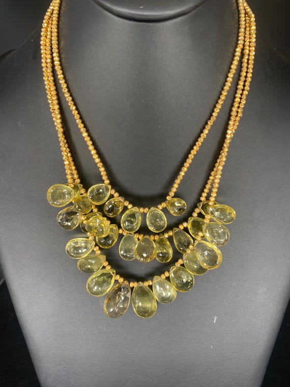 Droplets: Faceted Yellow Citrine Necklace