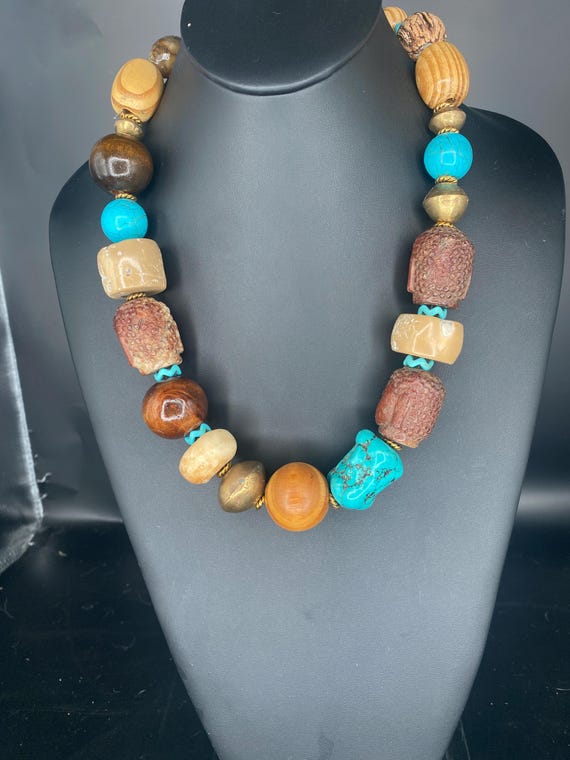Brown Buddhas & Turquoise: Brown and Turquoise Necklace