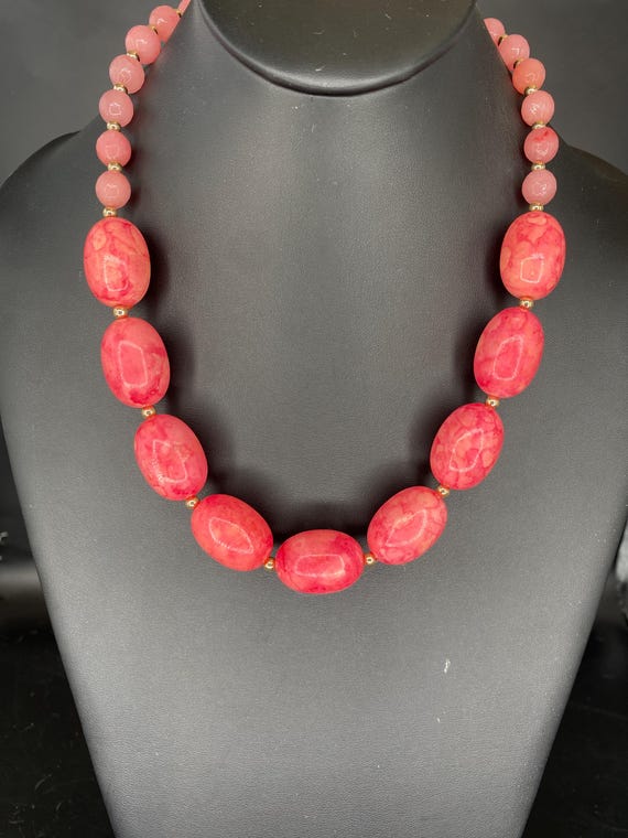 Bubble Gum II: Watermelon and Gold Necklace