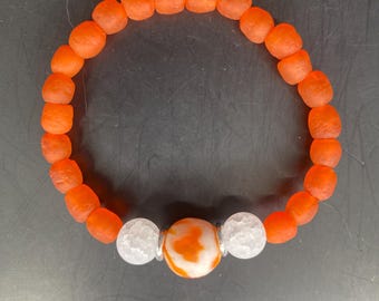 BO28S: Orange Sea Glass Bracelet