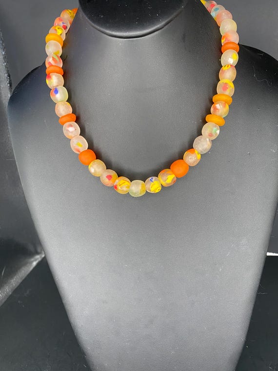Orange Speckled Glass Necklace