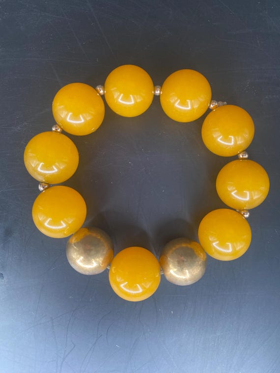 BY7S: Yellow Jade and Gold Bracelet