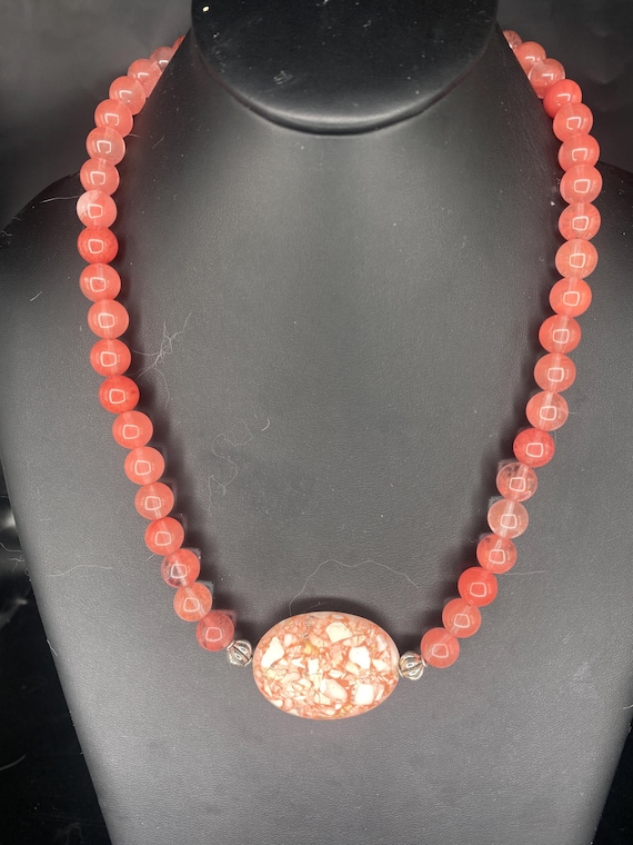 Cherry Quartz:  Peachie Pink Necklace