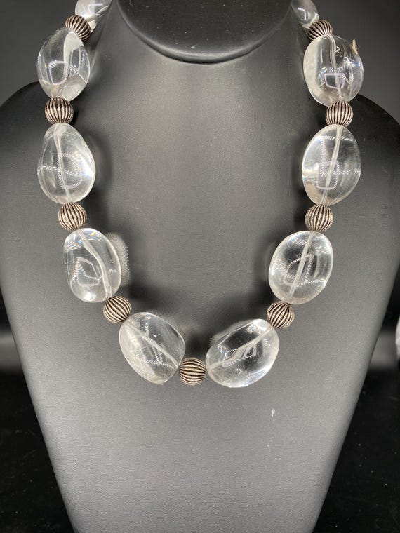 Ovals: Clear Crystal and Sterling Necklace