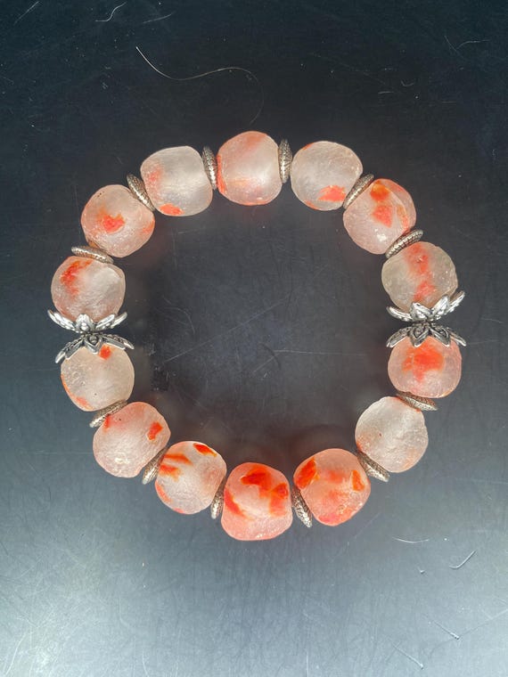 BO16S: Orange African Glass Bracelet