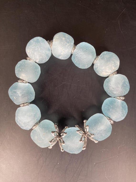 BBL58S Blue Sea Glass Bracelet