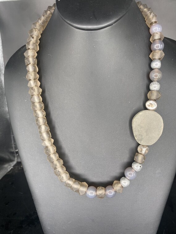 Grey Sea Glass: Grey Necklace
