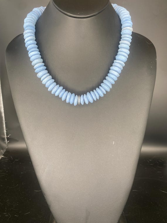 Denim Ceramic Rondel Choker: Baby Blue Necklace