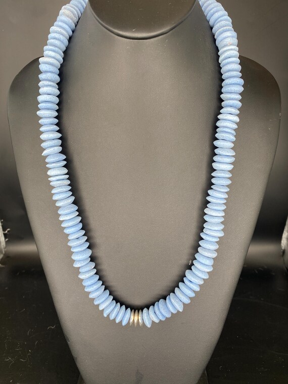 Denim Blue Ceramic Rondels: Pale Blue Necklace