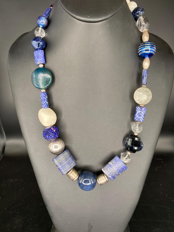 Lapis & Sterling II: Navy and White Necklace