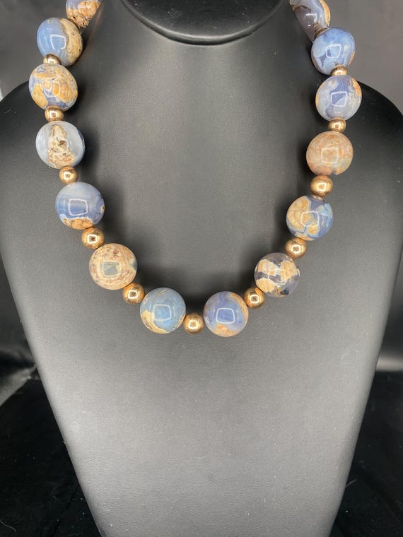 Denim Blue Chalcedony: Pale Blue Camel Necklace