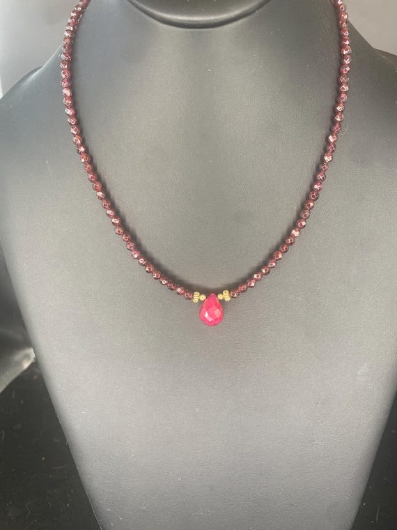 Rubies with Teardrop: Faceted Ruby Choker