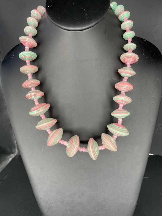 Pink MInt Paper Large necklace