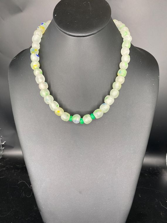 Clear/Green Sea Glass: Clear Sea Glass Necklace