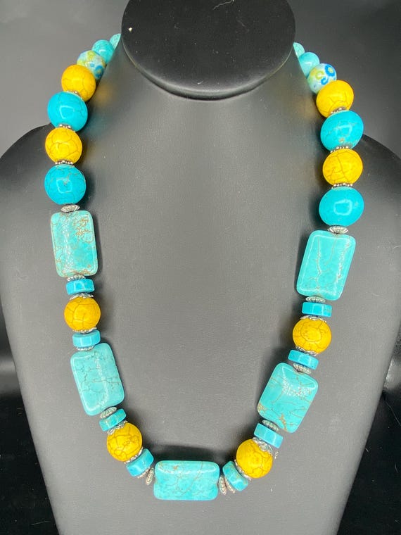 Courtney: Turquoise and Yellow Necklace