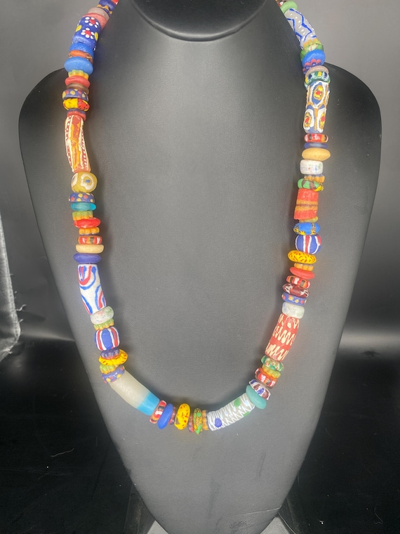 Multi Assorted Krobo Beads: African Glass Necklace