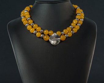 Yellow Beauty: 2 strand yellow Jade Necklace