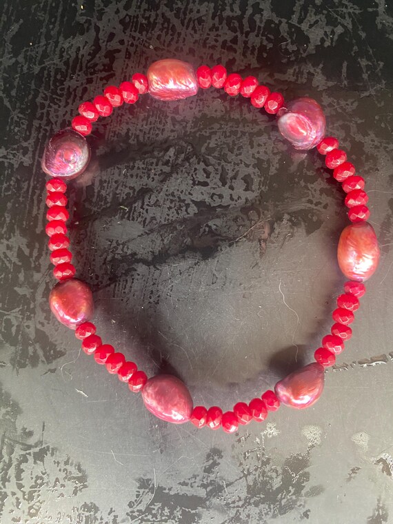 BR29S: Ruby and Pearl Bracelet