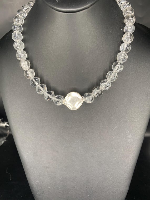 Clear Crystal Choker: Crystal & Sterling Necklace