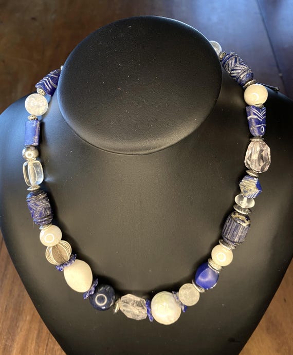 Bridget: Navy & White Necklace