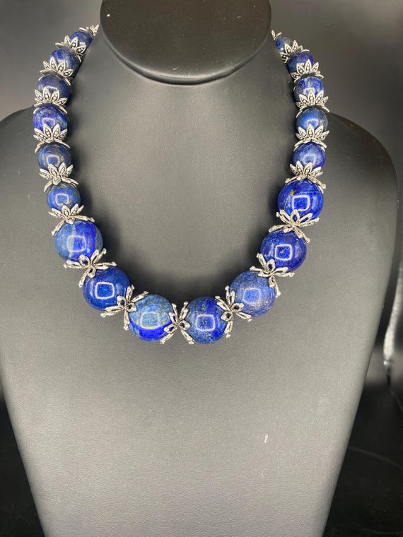 Navy Sparkle: Lapis and Silver Necklace