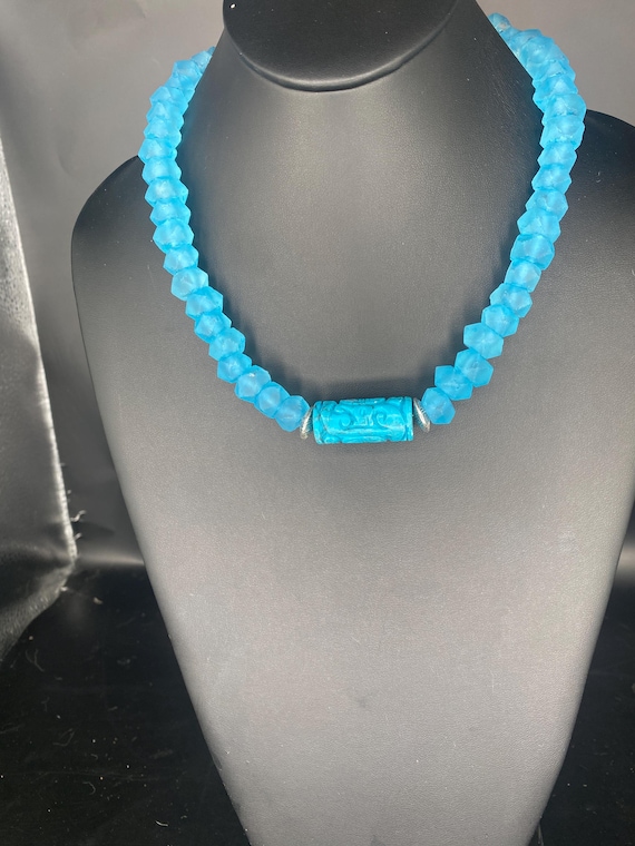 Turquoise Sea Glass: Sea glass & Turquoise Necklace