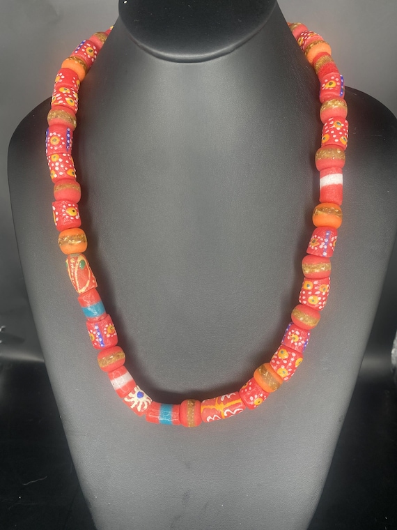 Red Krobo: Red African Glass Necklace