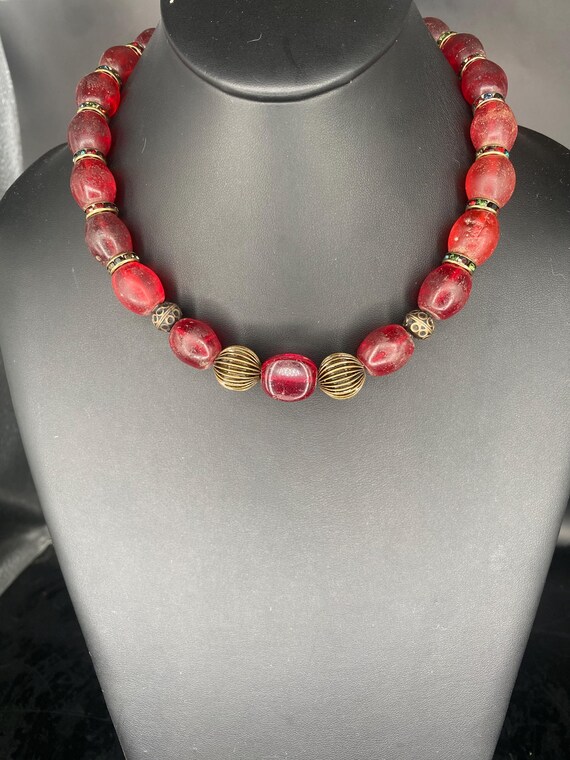 Red Roman Glass: Antique Red Glass Necklace