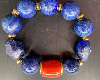 BN13S: Lapis and Peach Bmboo Bracelet