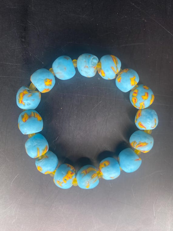 BT41S: Turquoise and Yellow Bracelet