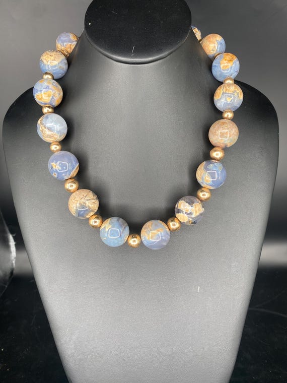 Denim Blue Chalcedony: Blue Camel Necklace
